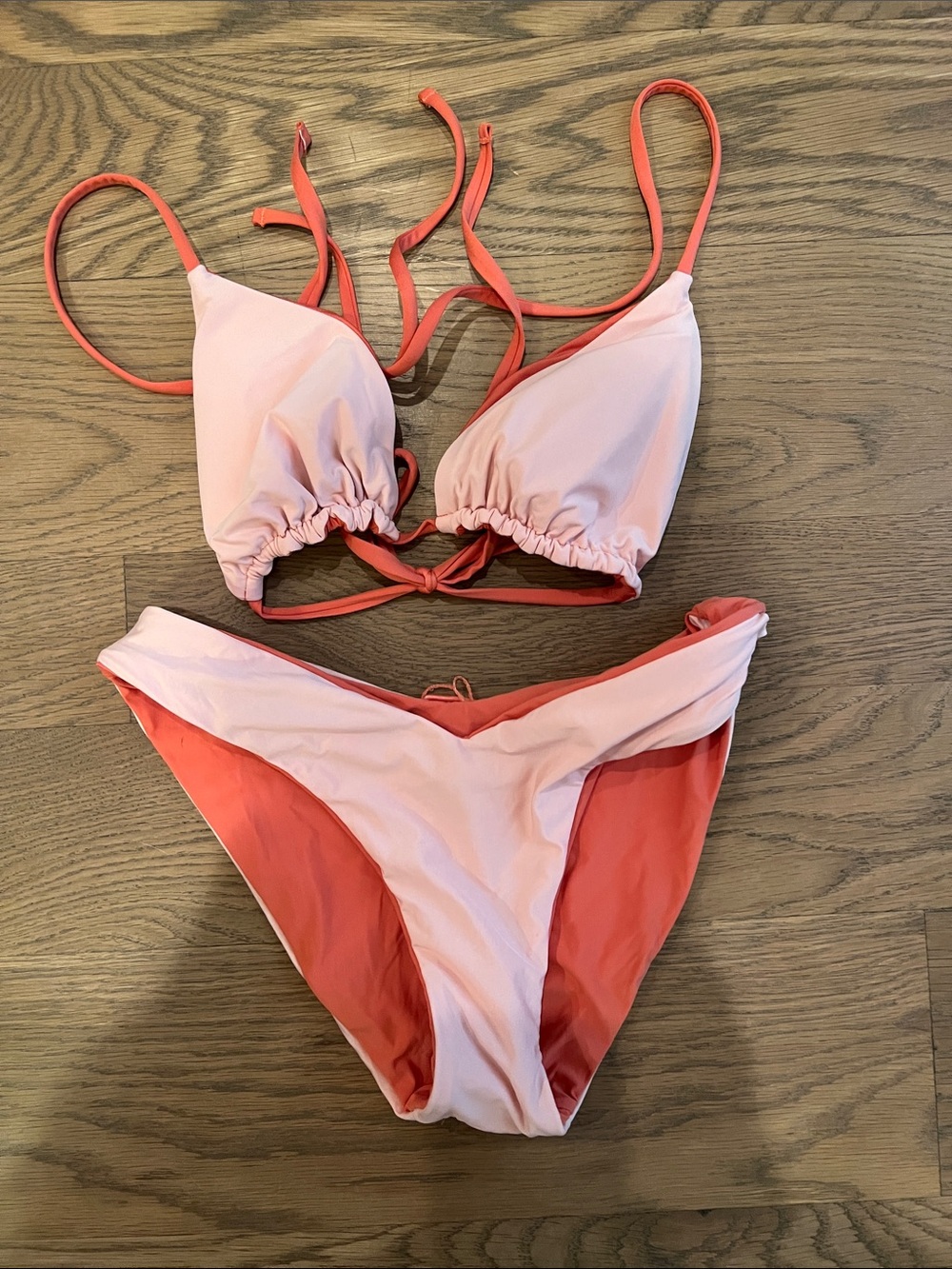 Seafolly Reversible Pink & Coral Triangle Bikini Set